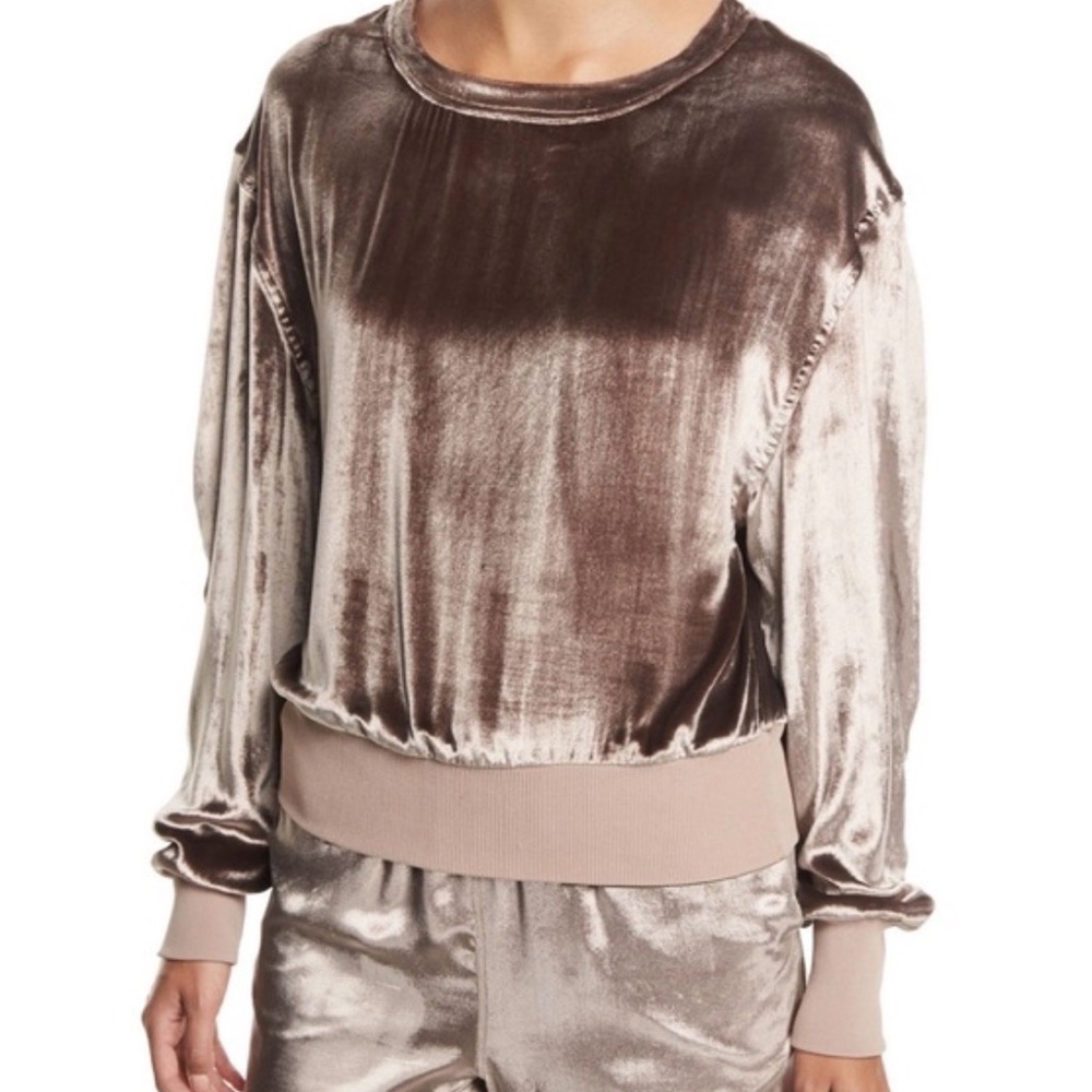 Rag & Bone Ruched Sleeve Velvet Pullover